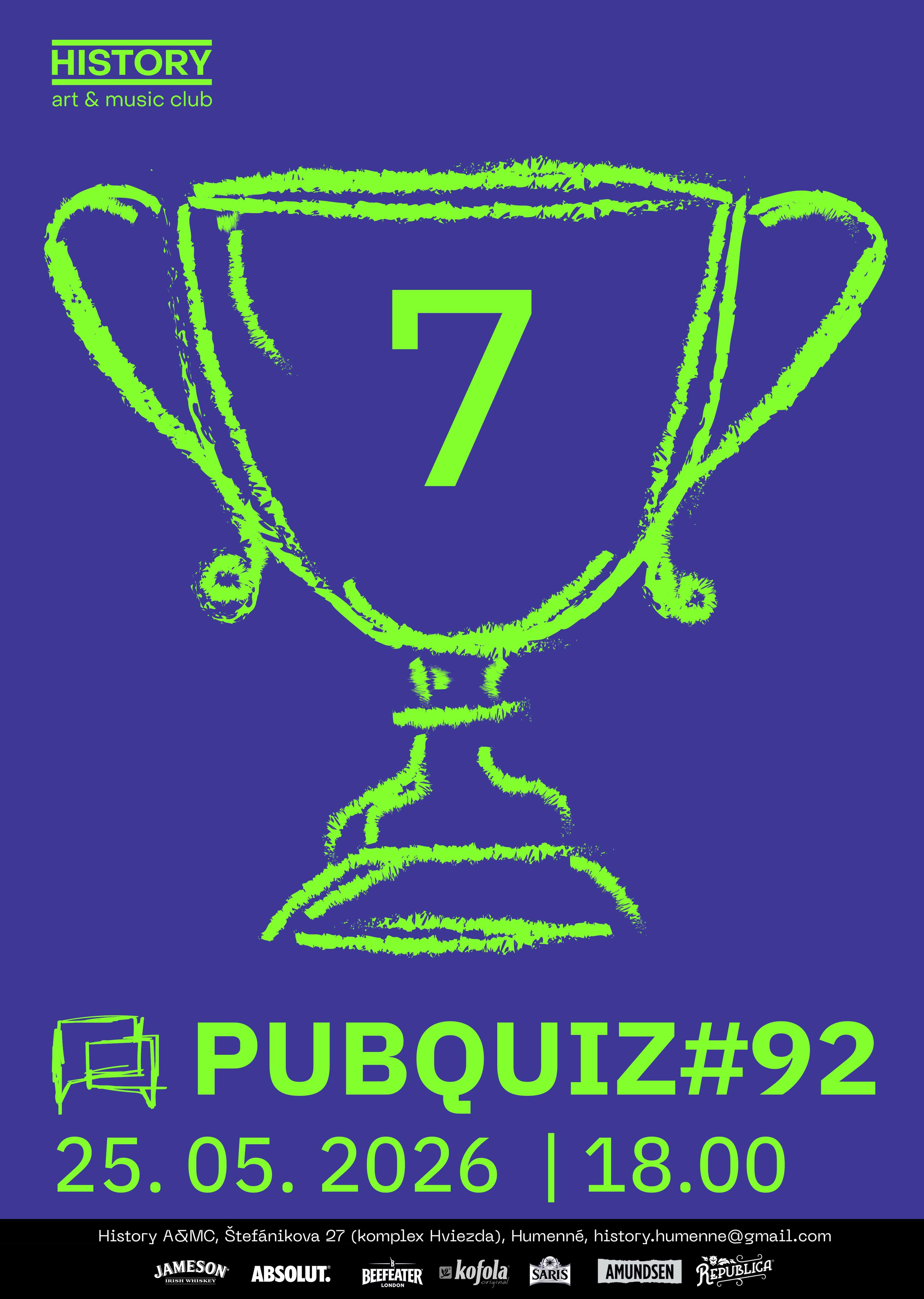 Plagát – PubQuiz Humenné #92 - KVÍZOVÝ TURNAJ 7. kolo